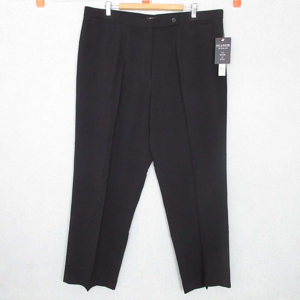 NWT Zac & Rachel Woman Pants Womens 20W Classic Fit Comfort Waist Black Stretch
